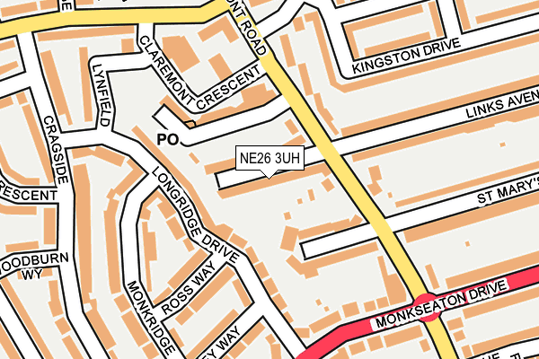 NE26 3UH map - OS OpenMap – Local (Ordnance Survey)