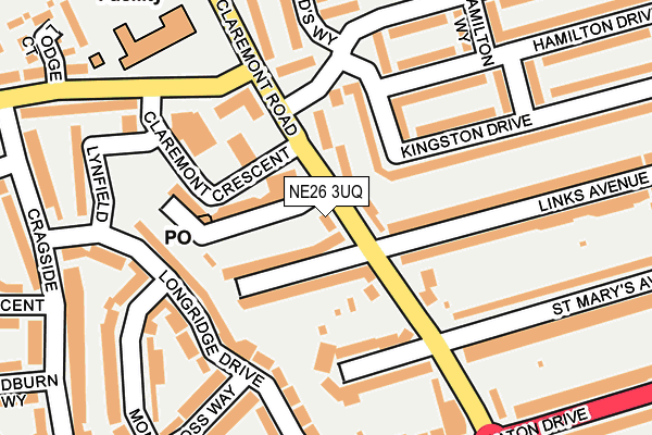 NE26 3UQ map - OS OpenMap – Local (Ordnance Survey)
