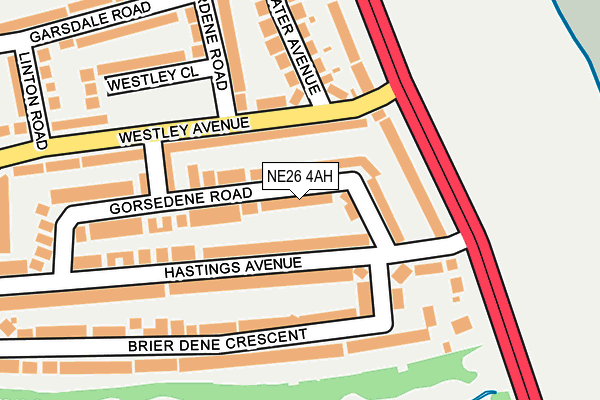 NE26 4AH map - OS OpenMap – Local (Ordnance Survey)