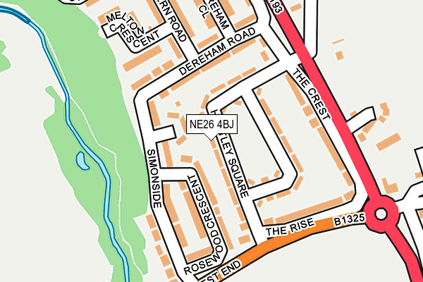 NE26 4BJ map - OS OpenMap – Local (Ordnance Survey)