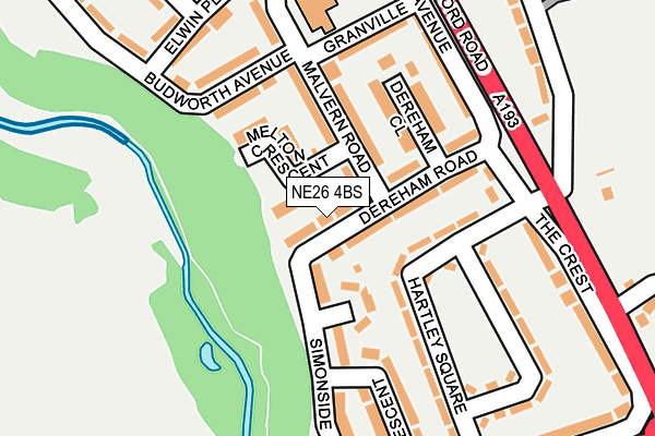 NE26 4BS map - OS OpenMap – Local (Ordnance Survey)