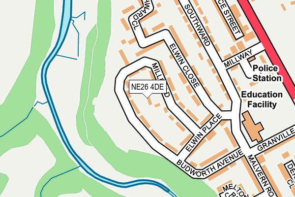 NE26 4DE map - OS OpenMap – Local (Ordnance Survey)