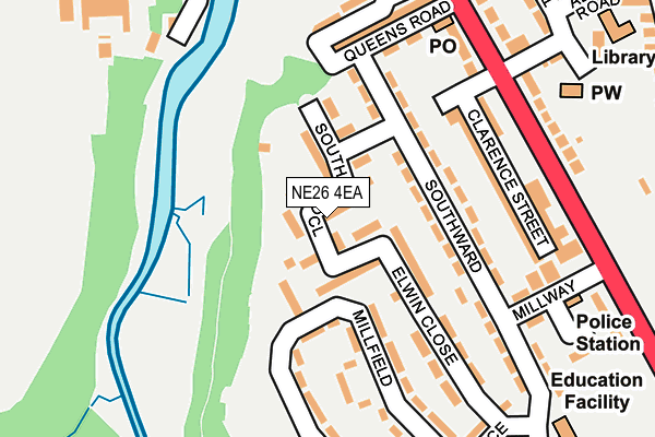 NE26 4EA map - OS OpenMap – Local (Ordnance Survey)