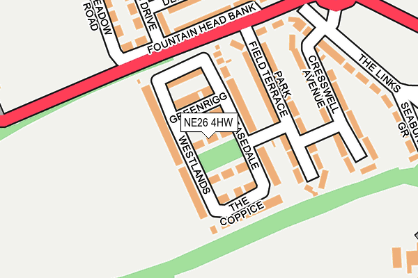 NE26 4HW map - OS OpenMap – Local (Ordnance Survey)