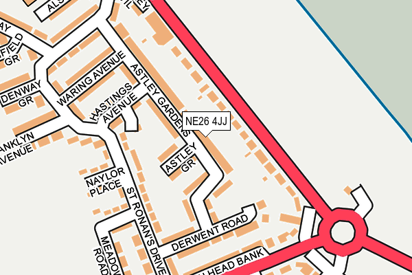 NE26 4JJ map - OS OpenMap – Local (Ordnance Survey)
