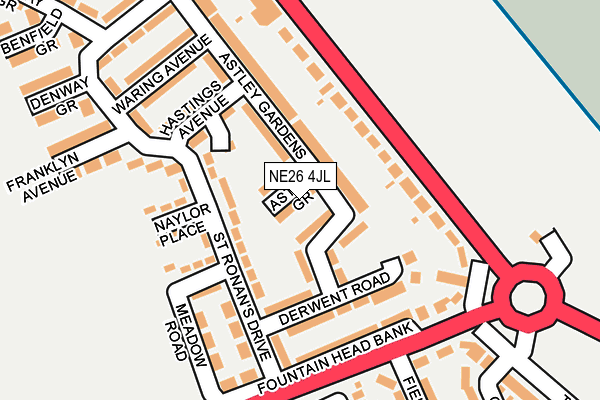 NE26 4JL map - OS OpenMap – Local (Ordnance Survey)