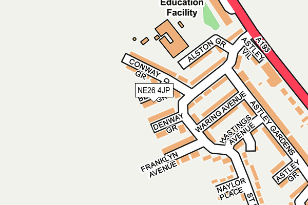 NE26 4JP map - OS OpenMap – Local (Ordnance Survey)