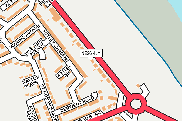 NE26 4JY map - OS OpenMap – Local (Ordnance Survey)