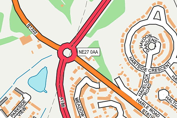 NE27 0AA map - OS OpenMap – Local (Ordnance Survey)