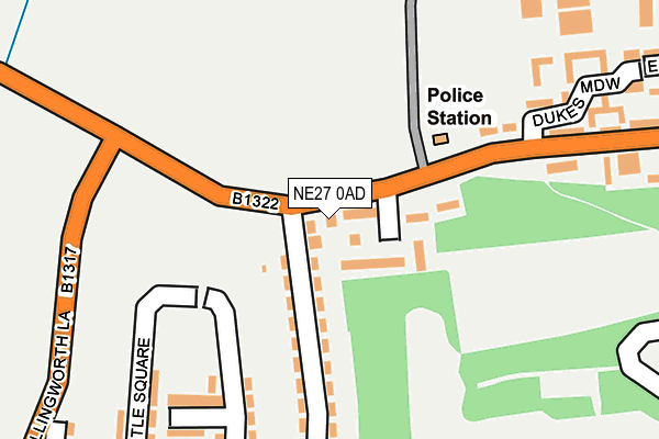 NE27 0AD map - OS OpenMap – Local (Ordnance Survey)