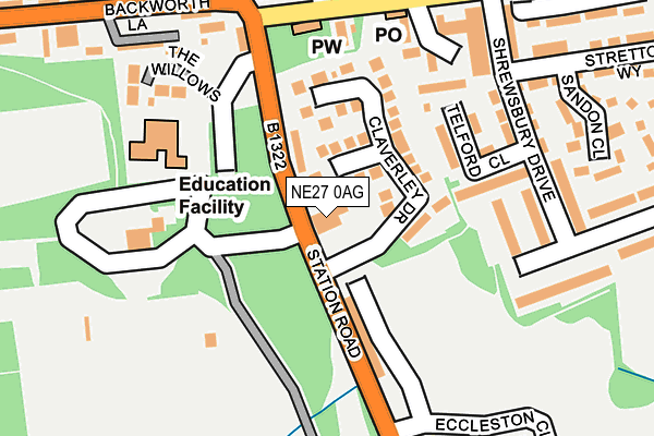 NE27 0AG map - OS OpenMap – Local (Ordnance Survey)