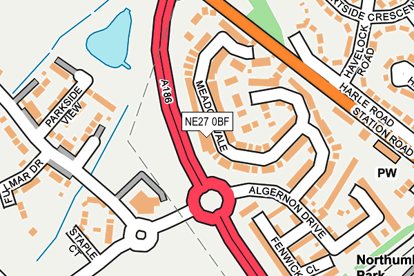 NE27 0BF map - OS OpenMap – Local (Ordnance Survey)