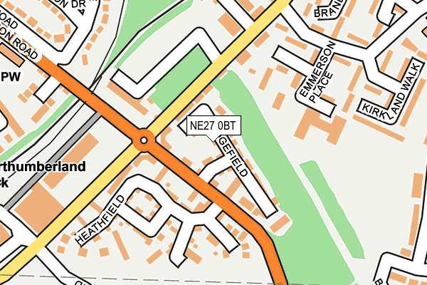NE27 0BT map - OS OpenMap – Local (Ordnance Survey)
