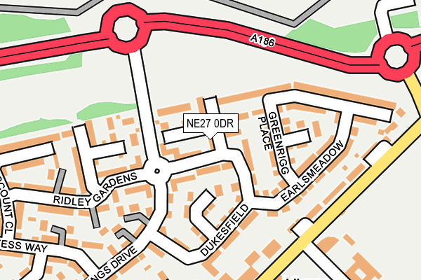 NE27 0DR map - OS OpenMap – Local (Ordnance Survey)