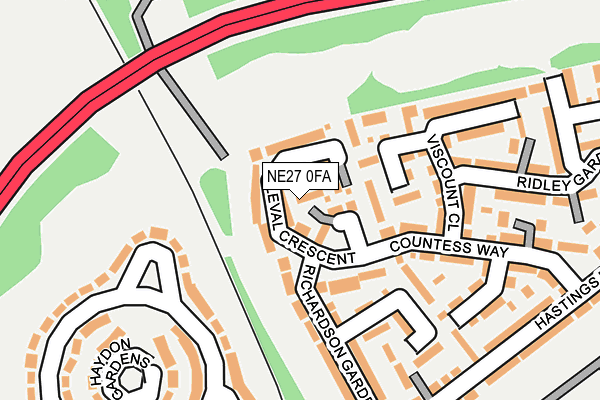 NE27 0FA map - OS OpenMap – Local (Ordnance Survey)
