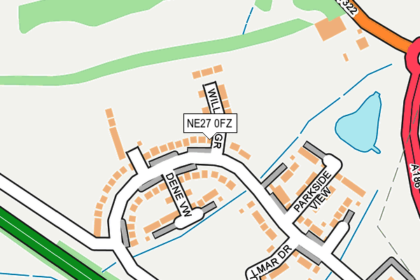 NE27 0FZ map - OS OpenMap – Local (Ordnance Survey)