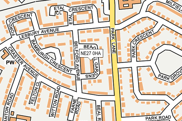 NE27 0HA map - OS OpenMap – Local (Ordnance Survey)