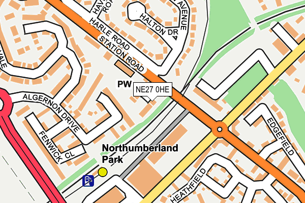 NE27 0HE map - OS OpenMap – Local (Ordnance Survey)