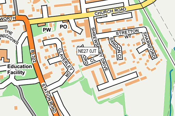 NE27 0JT map - OS OpenMap – Local (Ordnance Survey)