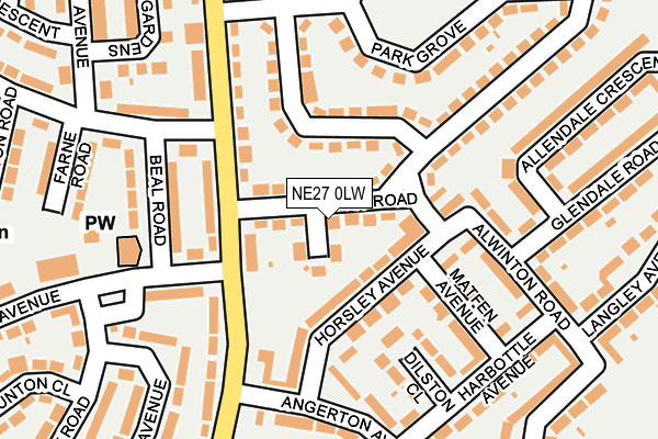 NE27 0LW map - OS OpenMap – Local (Ordnance Survey)