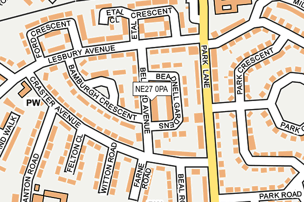 NE27 0PA map - OS OpenMap – Local (Ordnance Survey)