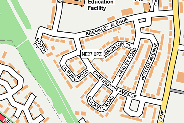 NE27 0PZ map - OS OpenMap – Local (Ordnance Survey)