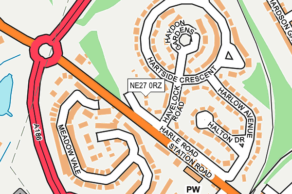NE27 0RZ map - OS OpenMap – Local (Ordnance Survey)