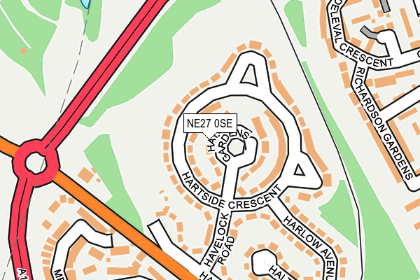 NE27 0SE map - OS OpenMap – Local (Ordnance Survey)