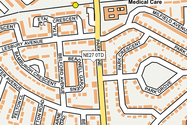 NE27 0TD map - OS OpenMap – Local (Ordnance Survey)