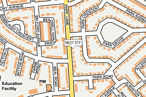 NE27 0TF map - OS OpenMap – Local (Ordnance Survey)