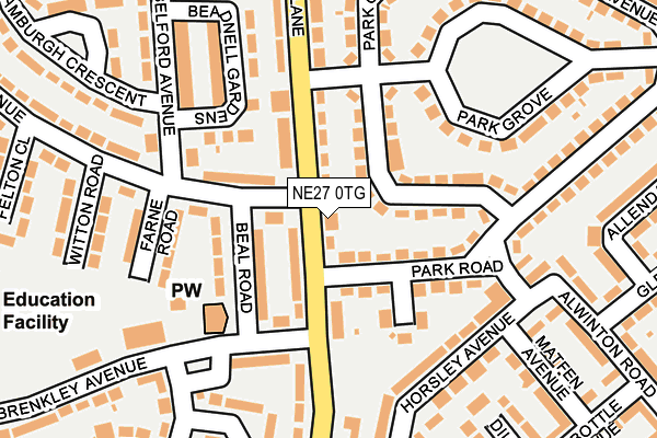 NE27 0TG map - OS OpenMap – Local (Ordnance Survey)