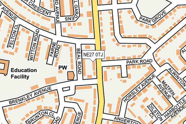 NE27 0TJ map - OS OpenMap – Local (Ordnance Survey)