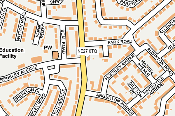 NE27 0TQ map - OS OpenMap – Local (Ordnance Survey)