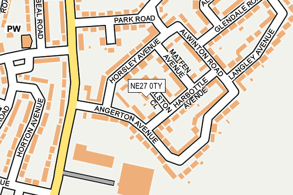 NE27 0TY map - OS OpenMap – Local (Ordnance Survey)