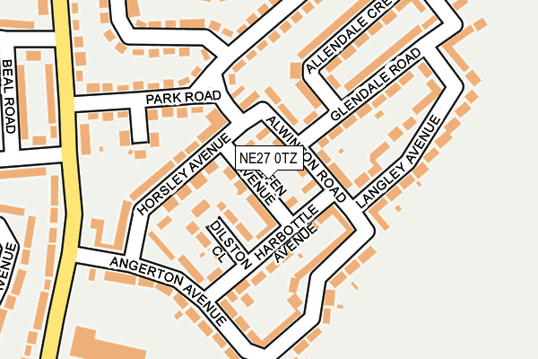NE27 0TZ map - OS OpenMap – Local (Ordnance Survey)
