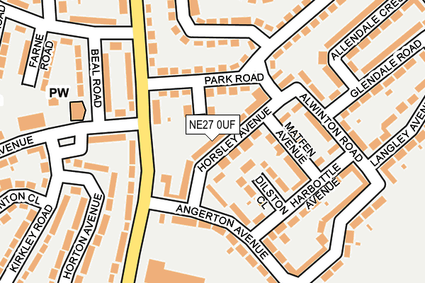 NE27 0UF map - OS OpenMap – Local (Ordnance Survey)