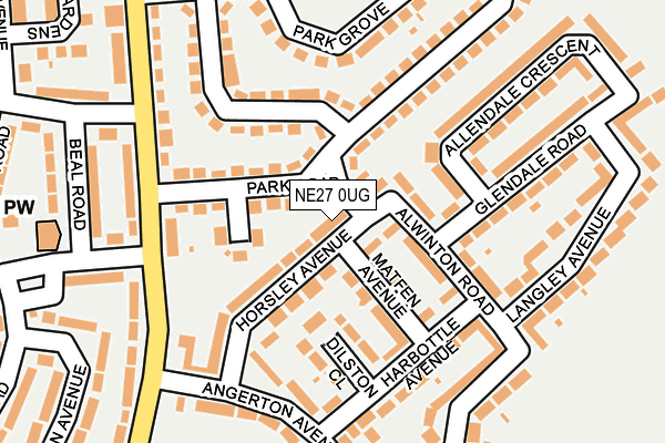 NE27 0UG map - OS OpenMap – Local (Ordnance Survey)
