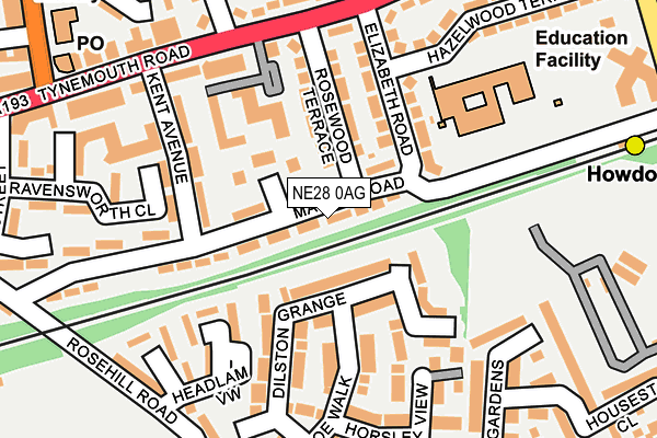NE28 0AG map - OS OpenMap – Local (Ordnance Survey)