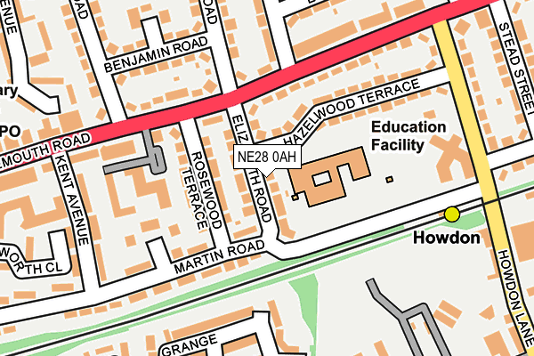 NE28 0AH map - OS OpenMap – Local (Ordnance Survey)