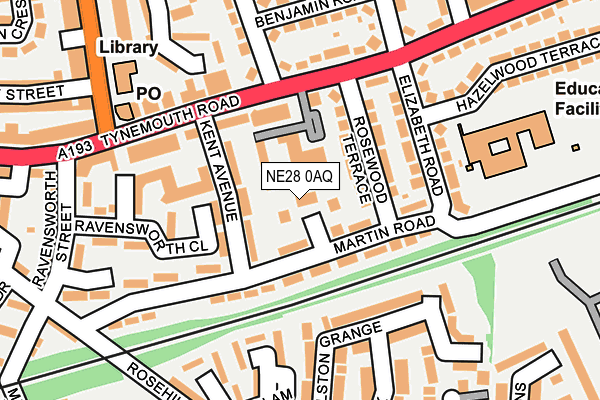 NE28 0AQ map - OS OpenMap – Local (Ordnance Survey)