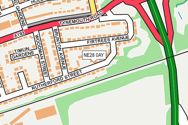 NE28 0AY map - OS OpenMap – Local (Ordnance Survey)