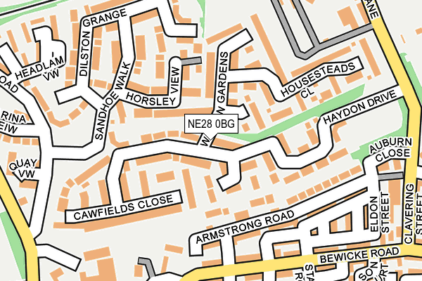 NE28 0BG map - OS OpenMap – Local (Ordnance Survey)