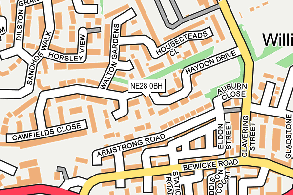 NE28 0BH map - OS OpenMap – Local (Ordnance Survey)