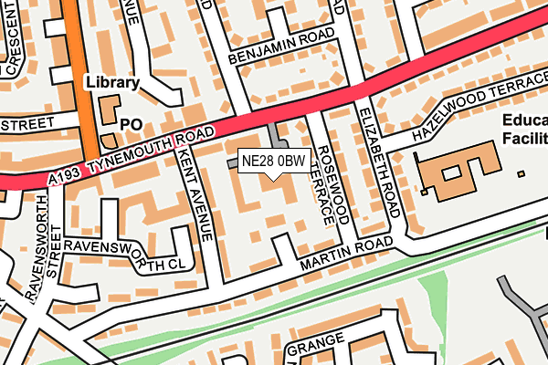 NE28 0BW map - OS OpenMap – Local (Ordnance Survey)
