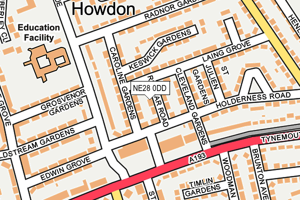 NE28 0DD map - OS OpenMap – Local (Ordnance Survey)