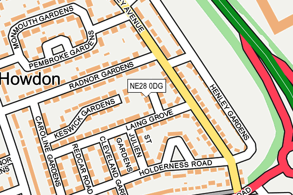 NE28 0DG map - OS OpenMap – Local (Ordnance Survey)