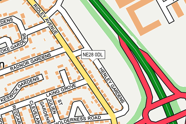 NE28 0DL map - OS OpenMap – Local (Ordnance Survey)