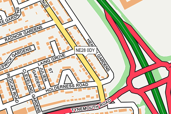 NE28 0DY map - OS OpenMap – Local (Ordnance Survey)