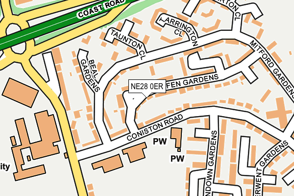 NE28 0ER map - OS OpenMap – Local (Ordnance Survey)