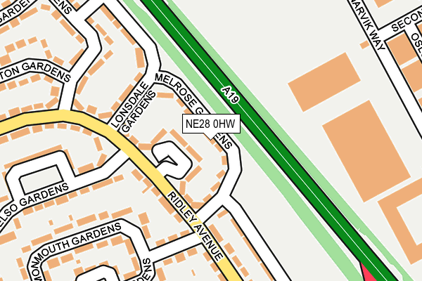 NE28 0HW map - OS OpenMap – Local (Ordnance Survey)